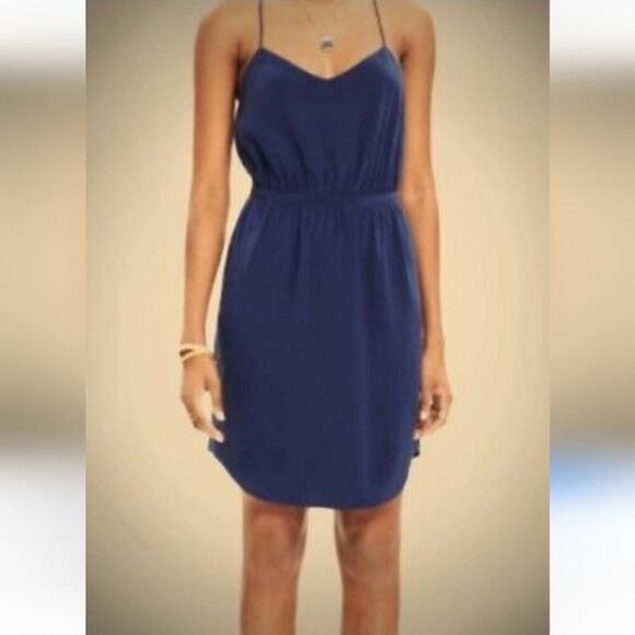 Madewell 100% Silk Starview Navy Blue Cami Slip Mini Dress 2 Spaghetti Straps - Picture 16 of 16